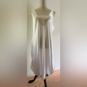 90s Satin Nightgown White Lace Chemise Nightie LARGE